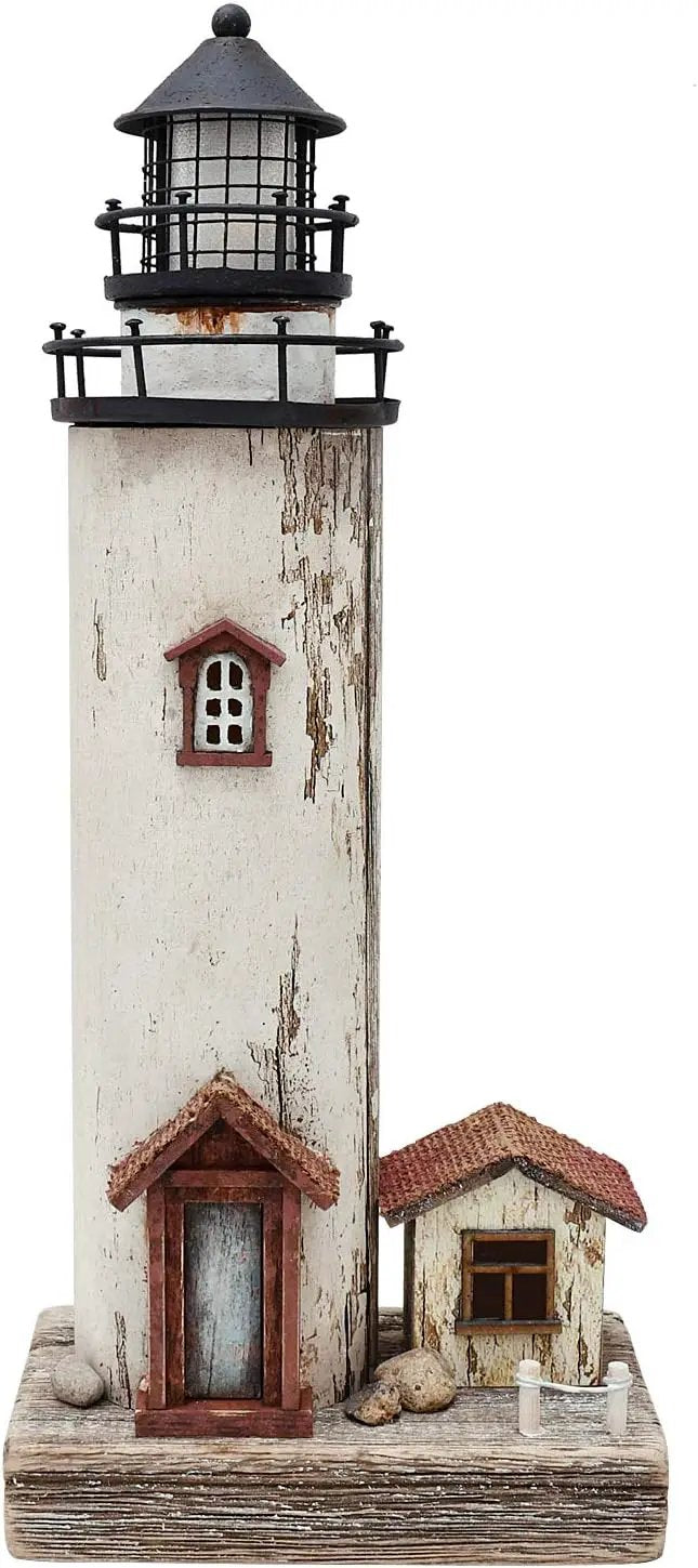 Wooden Lighthouse Decor with Light, Decorative Nautical Lighthouse Rustic Ocean Sea Beach Themed Lighthouse Decoration, Handcrafted Tabletop Nautical Themed Home Decor Bathroom Decor by GreenHaven Gardens