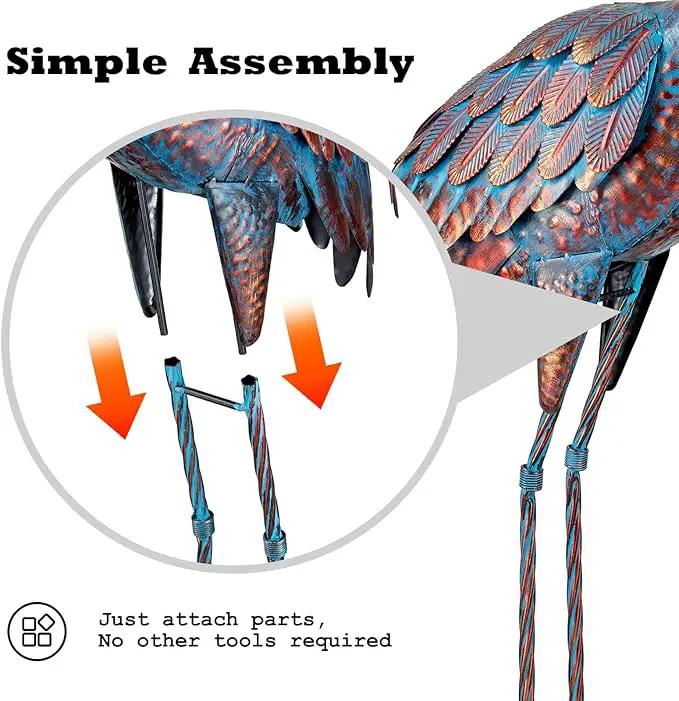 Kircust Garden Crane Statues Patina Heron Decoy, Standing Metal Crane Sculptures Bird Yard Art for Outdoor Decor, Set of 2 by GreenHaven Gardens