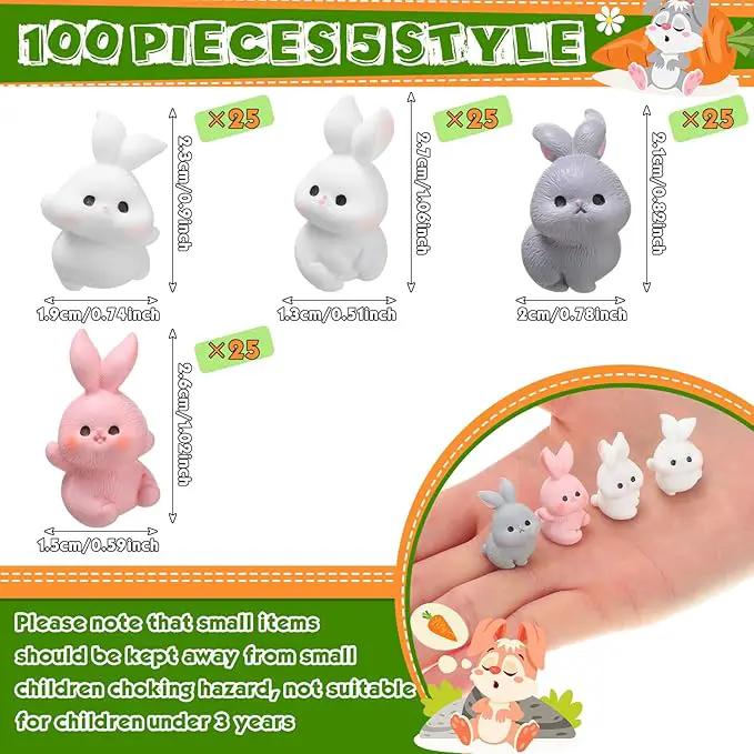 Marsui 100 Pcs Bunny Miniatures Figurines Rabbit Miniature Accessories Easter Garden Landscape Garden Rabbit for Easter Garden Accessories Dollhouses Decoration(Funny Rabbit) by GreenHaven Gardens