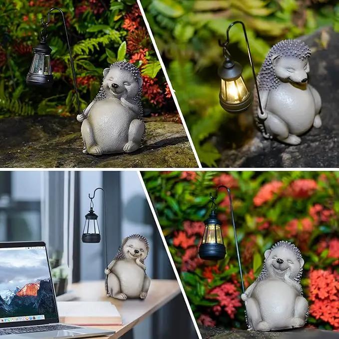 Solar Hedgehog Statue Garden Decor, Solar Hedgehog Statue Lights Outdoor, Waterproof for Patio, Balcony, Yard, Lawn, Father Day & Mother Day Garden Housewarming Gifts for Women, Men, Mom, Dad, Grandma by GreenHaven Gardens
