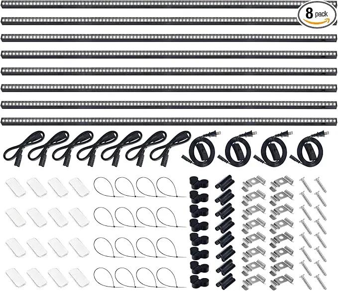Barrina T5 Plant Lights for Indoor Growing, 4FT 160W (8 X 20W) Led Grow Light with Magnetic Design, Full Spectrum Grow Light Strip with Black Cover, Plug and Play, 5000K, 8 Packs by GreenHaven Gardens
