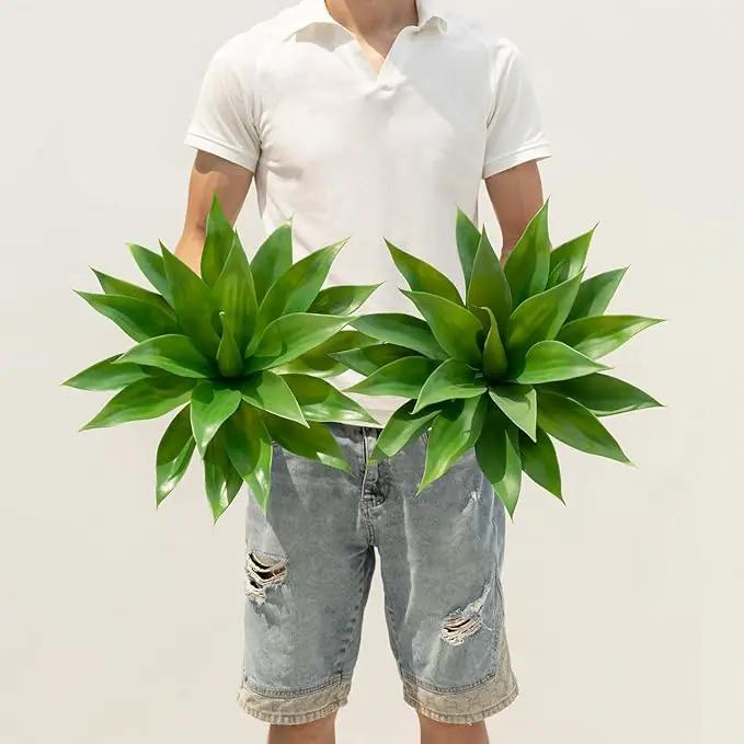 Artificial Agave Plants,Large UV Resistant Fake Agave Planters for Indoor and Outdoor Decorating Artificial Plants for Outdoors Fake Plants (2Pack, 18" by GreenHaven Gardens