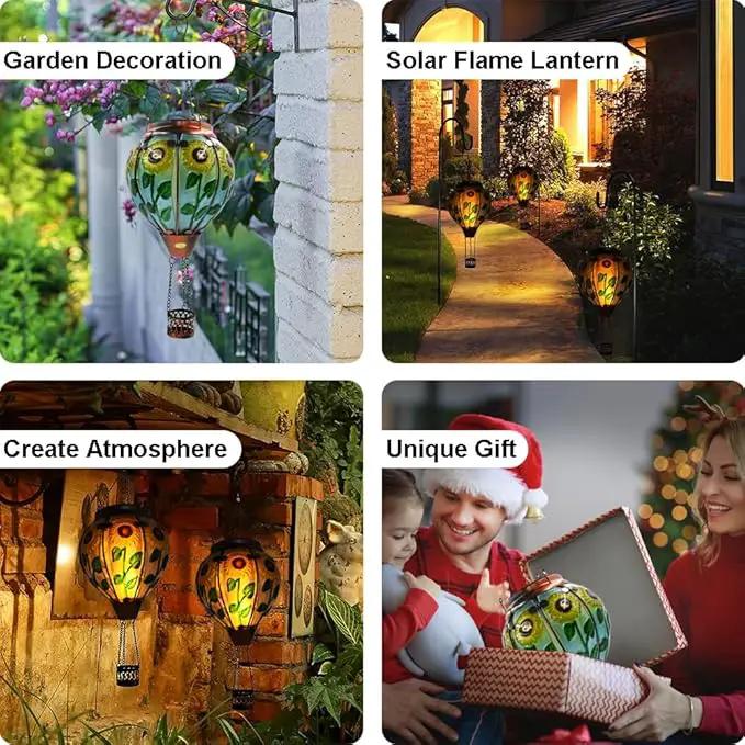 Hot Air Balloon Solar Lantern with Flickering Flame Hanging Solar Lanterns Outdoor Lights Waterproof Lanterns Decorative Garden Patio Yard Party Decor Sunflower by GreenHaven Gardens