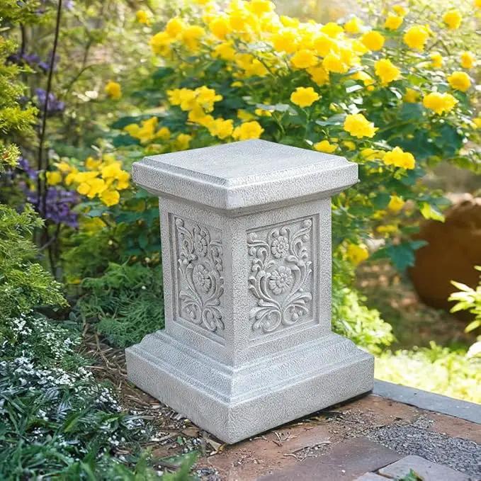 Classic Statuary Stand Garden Pedestal Sculpture Decor Plinth Base Riser, Outdoor or Indoor Resin Statuary Pedestal, 12.6"(H) x 9.5"(L) x 9.5"(W) by GreenHaven Gardens