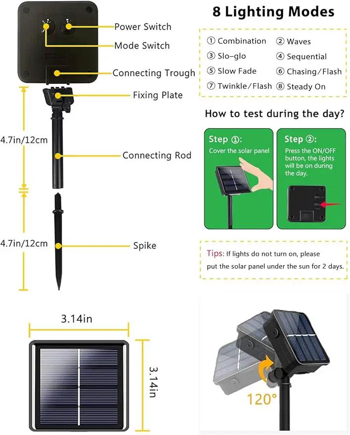 2 Pack 200 LED Solar String Lights for Outside, Solar Christmas Lights Outdoor Waterproof, Solar Outdoor String Light with 8 Lighting Modes for Xmas Tree Wedding Party Garden Decorations (Warm White) by GreenHaven Gardens