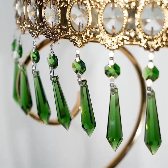 HDCRYSTALGIFTS 25pcs 55mm Green Crystal Icicle Pendant Chandelier Prisms Drops Lamp Candle Holders Curtain DIY Parts by GreenHaven Gardens