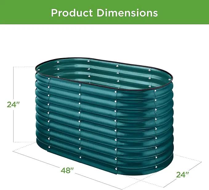Best Choice Products 4x2x2ft Outdoor Metal Raised Garden Bed, Oval Deep Root Planter Box for Vegetables, Flowers, Herbs, and Succulents w/ 101 Gallon Capacity, Rubber Edge Guard - Peacock Blue by GreenHaven Gardens