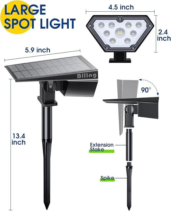 Biling Solar Spot Lights Outdoor, Bright 700 Lumen IP67 Waterproof Adjustable House Lights for Patio Pathway Yard Garden Driveway Tree - Warm White (6 Pack) by GreenHaven Gardens