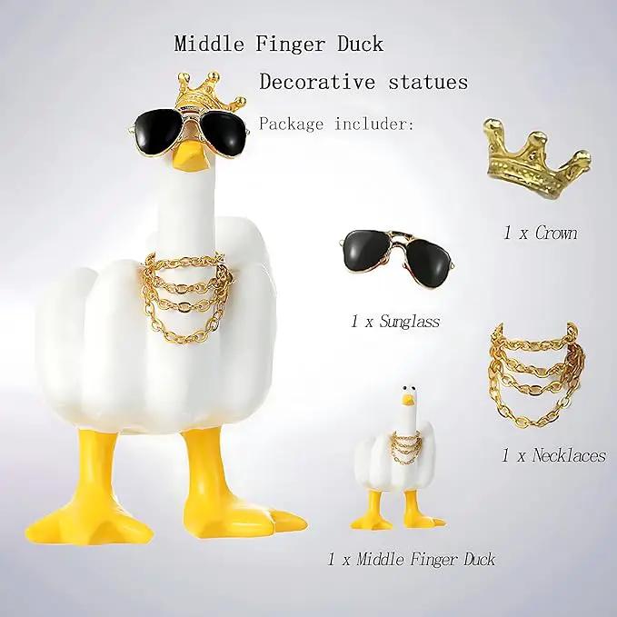 Accddio Middle Finger Duck Decor, Funny Middle Finger Resin Garden Statue, Duck You Cool Fun Gag Gift for Home Office Desk (White) by GreenHaven Gardens