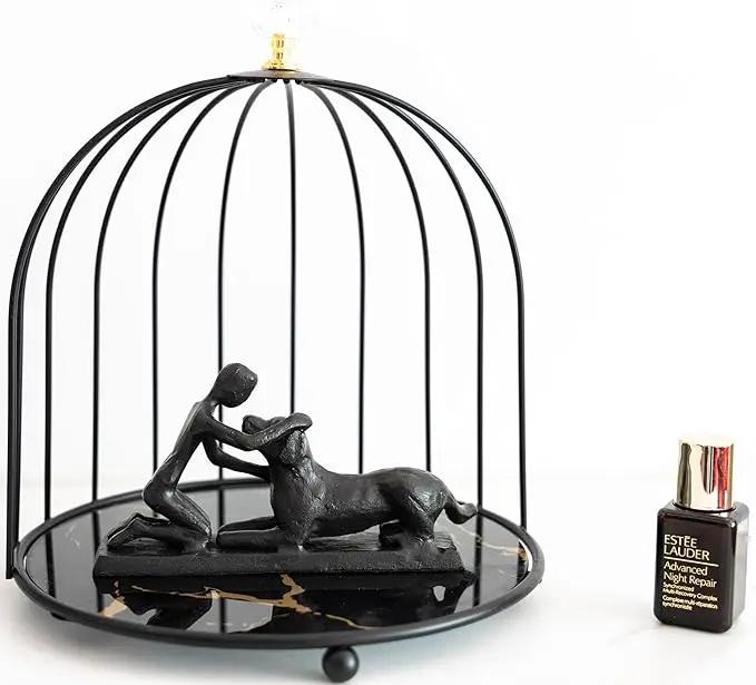 Boy and Dog Statue, Love of Dog Sculpture, Gifts for Dog Lovers, Dog Memorial Gifts for Man and Boy, Cast Iron, Black by GreenHaven Gardens