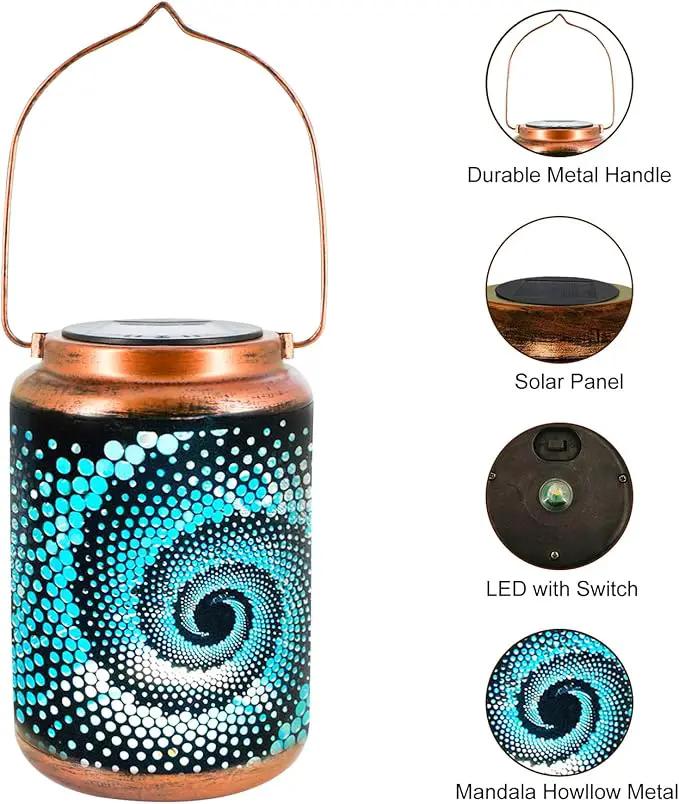Solar Lanterns Outdoor Hanging Lantern Metal Waterproof LED Lantern with Solar Powered Garden Patio Decorations Decor Lantern with Handle Christmas Gift Idea by GreenHaven Gardens