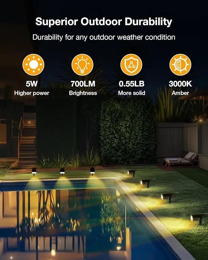 Solar Power Spotlight Outdoor Waterproof Landscape LED Accent Lighting for Yard, Tree, Plants, Walls, Path, Garden, Statues, Adjustable Brightness,Dusk to Dawn Long Lasting 6 Pack Warm White by GreenHaven Gardens