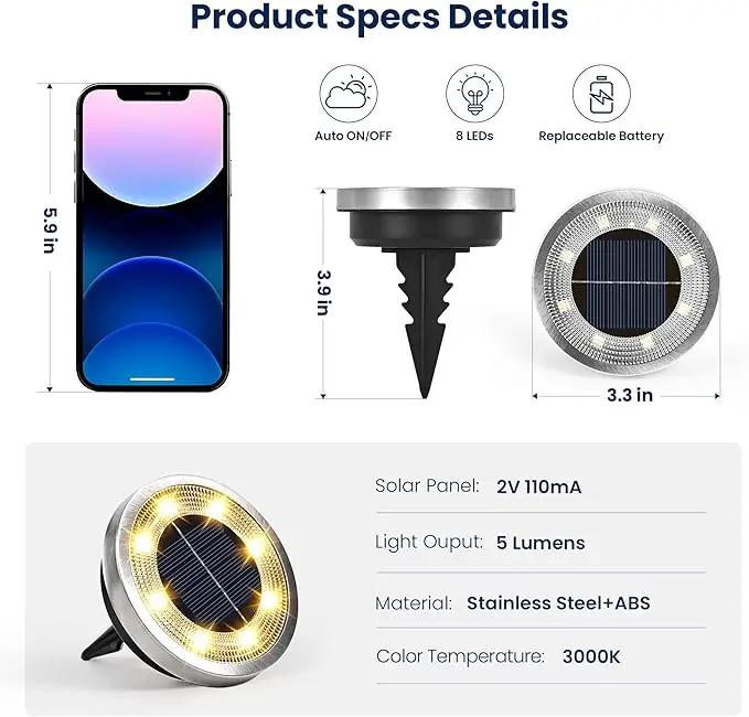 SOLPEX 16 Pack Solar Ground Lights Outdoor Waterproof, Solar Powered Pathway Lights, Landscape Lighting for Garden Walkway Driveway Backyard Decor (Warm White) by GreenHaven Gardens