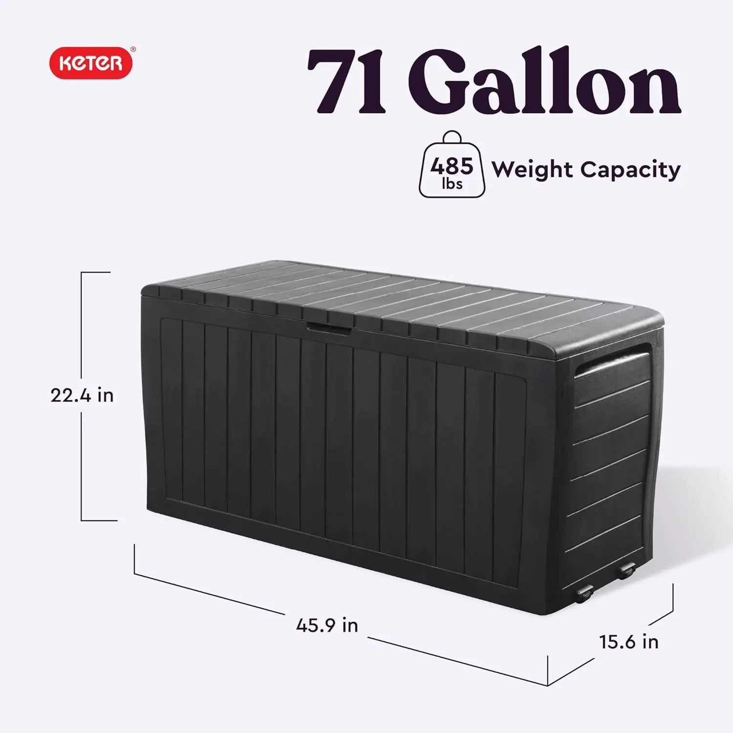 Keter Marvel Plus 71 Gallon Resin Deck Box-Organization and Storage for Patio Furniture Outdoor Cushions, Throw Pillows, Garden Tools and Pool Toys, Dark Grey by GreenHaven Gardens