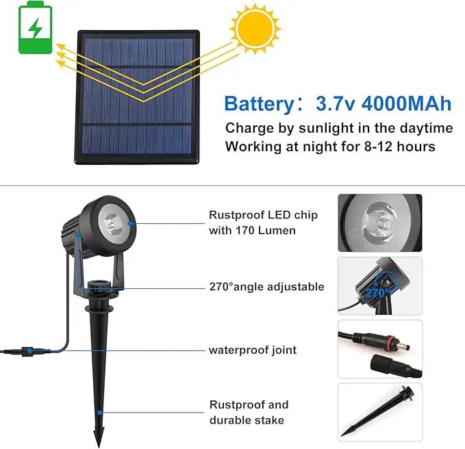 Solar Spot Lights Outdoor, Solar Landscape Spotlights IP65 Waterproof 9.8ft Cable, Dusk to Dawn Solar Uplights for Tree Garden Yard Driveway Porch Walkway Pool (6-in-1, 3000K Warm White) by GreenHaven Gardens