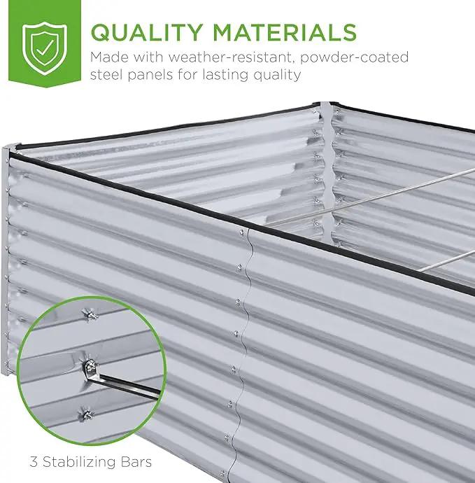 Best Choice Products 8x4x2ft Outdoor Metal Raised Garden Bed, Deep Root Planter Box for Vegetables, Flowers, Herbs, and Succulents w/ 478 Gallon Capacity - Moonlight Gray by GreenHaven Gardens