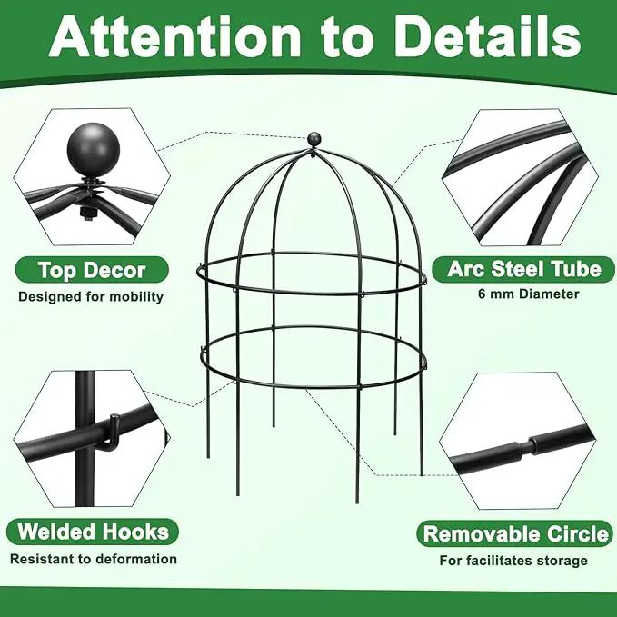 2 Pcs Jardin Bird Cage Plant Support 24" H Large Sturdy Grow-Through Flower Support Black Peony Plant Support Cage Climbing Plant Trellis Sculptural Garden Decor for Perennial Flowers Classic Black by GreenHaven Gardens