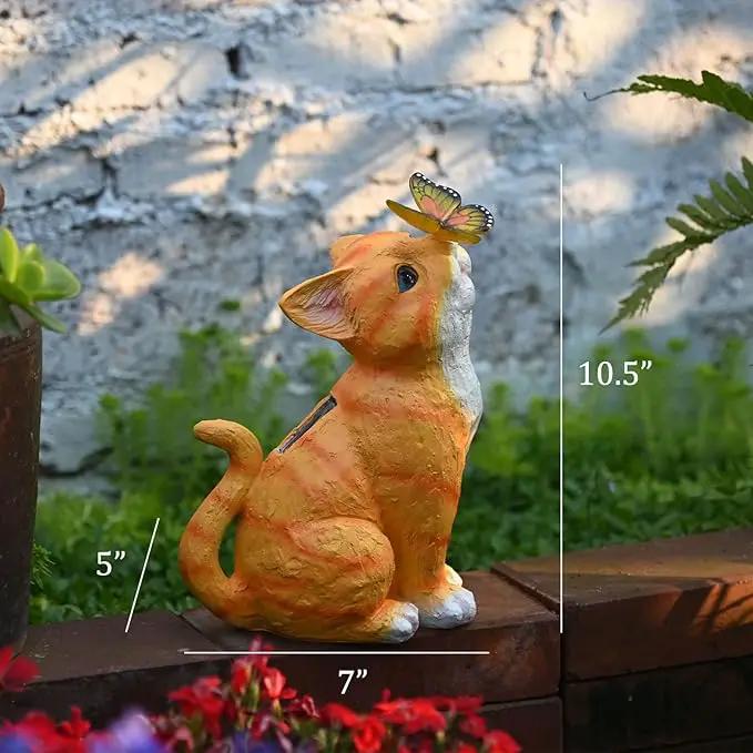 Cat Garden Figurines Outdoor Decor Solar Statue with LED Lights for Patio Lawn Yard Art Decoration Housewarming Garden Gift by GreenHaven Gardens