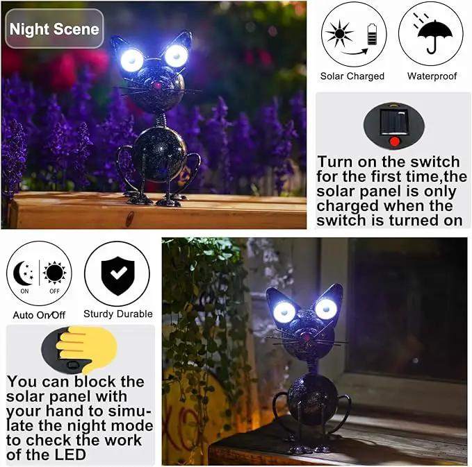 Black Cat Metal Yard Art Statue Light,Garden Outdoor Black Cat Statue Light Decoration,The for cat Lovers.(Black Cat) by GreenHaven Gardens