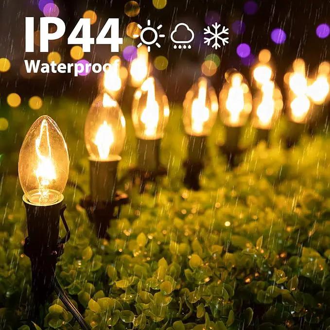 C9 Christmas Pathway String Lights Outdoor - 2 Pack Total 51.4 FT 40 Clear Lights with 40 Stakes, Connectable Waterproof Walkway Lights for Indoor Xmas Party Holiday Commercial Decoration, Warm White by GreenHaven Gardens