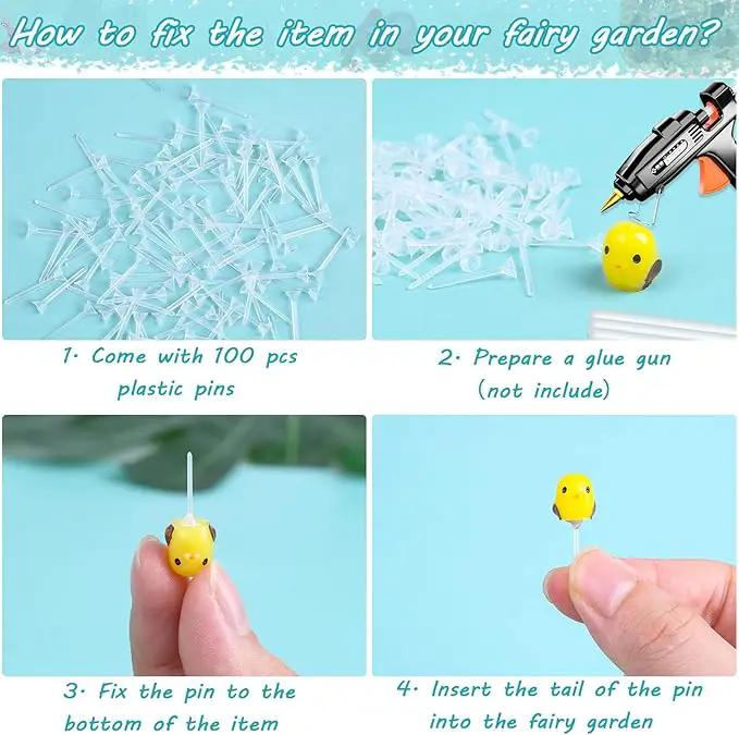 Modacraft 200Pcs Miniature Fairy Garden Accessories Including 100Pcs Fixed Pins, Fairy Garden Kit Fairy House Animal Figurines Mini Landscape for Garden Dollhouse Potted Plant Bonsai Terrarium Décor by GreenHaven Gardens