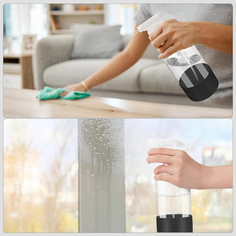 2 Pack Glass Spray Bottles with Silicone Sleeve, 16 oz Empty Refillable Containers with Adjustable Spray Nozzles, Spray Bottles for Hair, Cleaning Solutions and Plants Black by GreenHaven Gardens