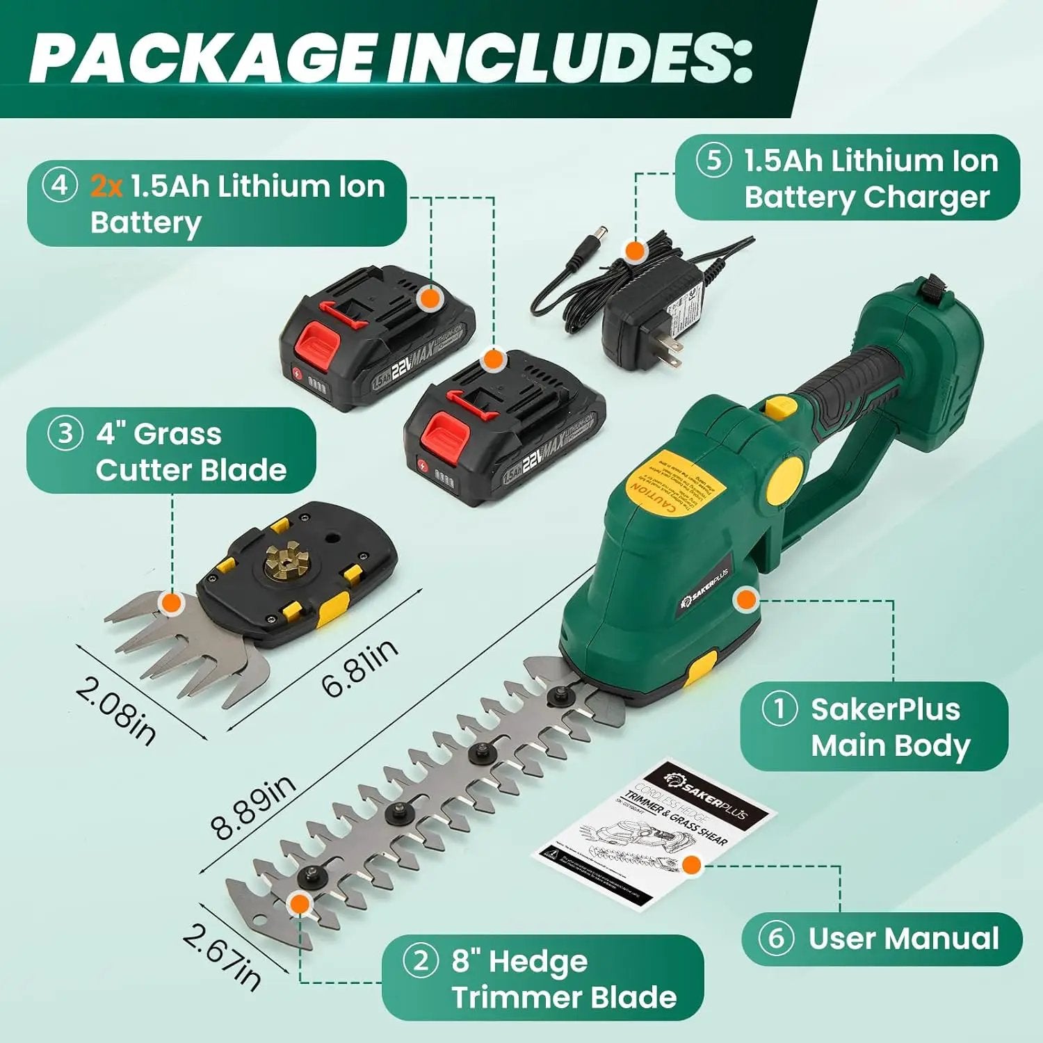 Rechargeable 2-in-1 Hedge and Grass Trimmer, 22V Lightweight Cordless Shrub Cutter with Adjustable Head, Battery and Charger Included – Ideal for Lawn and Garden Work by GreenHaven Gardens