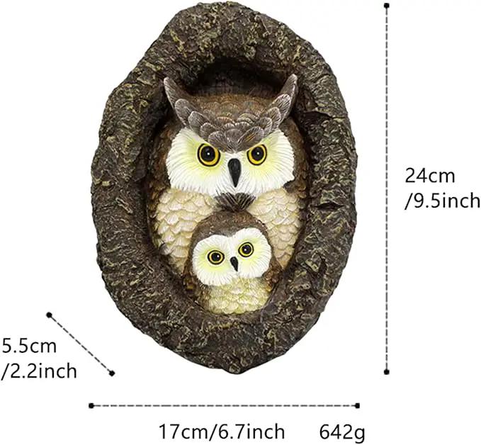 Owl Mom and Owlet Tree Hugger, Outdoor Garden Sculpture Tree Faces, Owl Bird Garden Resin Statue, Tree Peeker Ornament, Durable & Waterproof, Decorations Gardening Presents for Housewarming Birthday by GreenHaven Gardens
