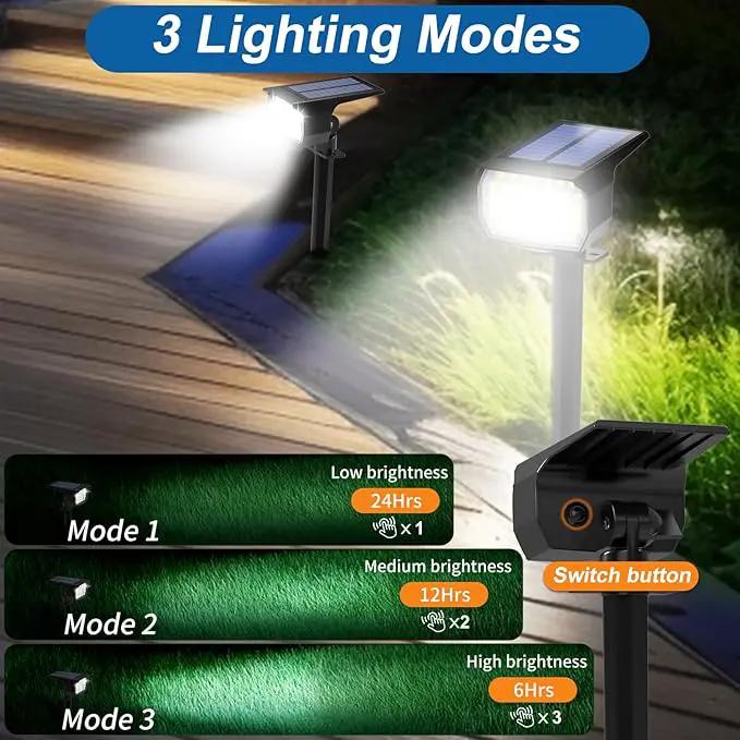 Solar Spot Lights Outdoor Waterproof IP65, 2 Pack Landscape Spotlights with 46 LEDs, 3 Modes Auto On/Off Solar Powered Flood Lights for Outside Pathway, Yard, Garden, Walkway (Cool White) by GreenHaven Gardens