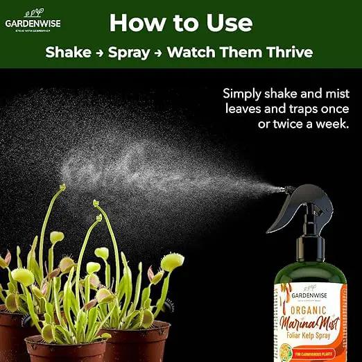 100% Organic Marina Mist Carnivorous Plant Food | Liquid Kelp Foliar Spray for Plants - Kelp Fertilizer for Venus Flytraps, Sundew, Butterworts, Pitcher Plants 16 Oz by GreenHaven Gardens