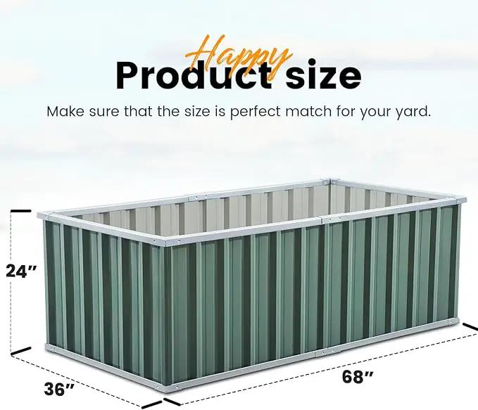 KING BIRD 68" x 36" x 24" Galvanized Raised Garden Bed Outdoor Heightened Steel Metal Planter Box for Deep-Rooted Vegetables, Flowers, Large Raised Bed Kit(Green) by GreenHaven Gardens