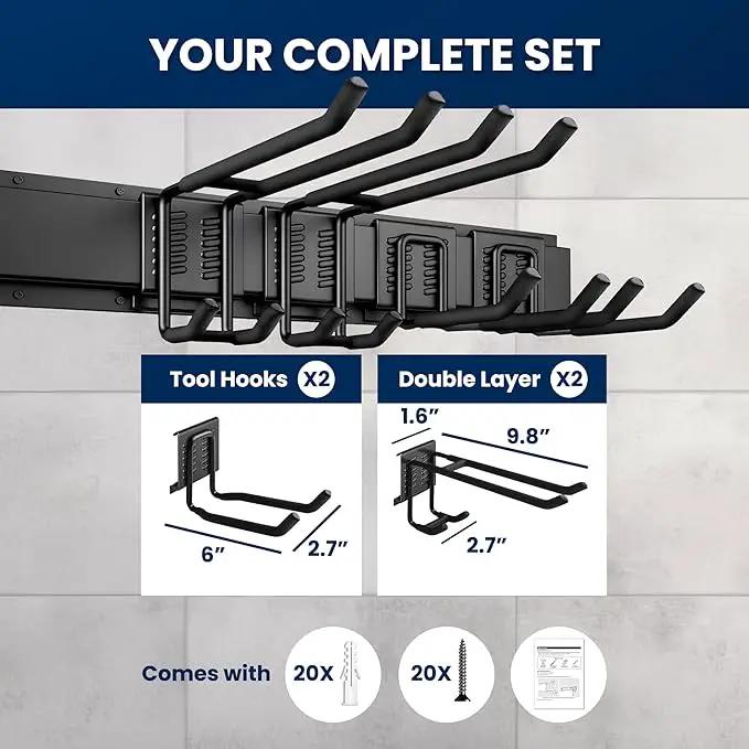Garage Storage, Garage Organization, Garage Tool Organizer Wall Mount, Garden Tool Organization and Storage 32.1 Inches, Max 300lbs Adjustable Metal Hooks, Hangers Garden Yard Tool Rack, by GreenHaven Gardens