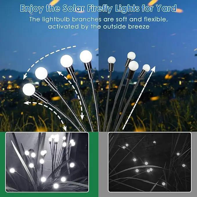 OZS 10pack 80LED Solar Garden Lights - Outdoor, Swaying Lights, Waterproof for Garden Pathway Decoration (Cool White) by GreenHaven Gardens