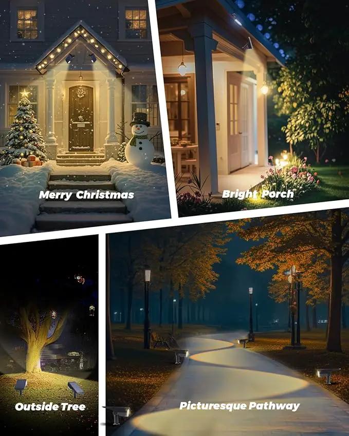 4 Pack Solar Powered Outdoor Spot Lights Outside Waterproof 20 LEDs Landscape Spotlights Dusk to Dawn for House Yard Tree, Plants, Walls, Path, Garden, Statues, Superior Accent Lamp Warm White by GreenHaven Gardens