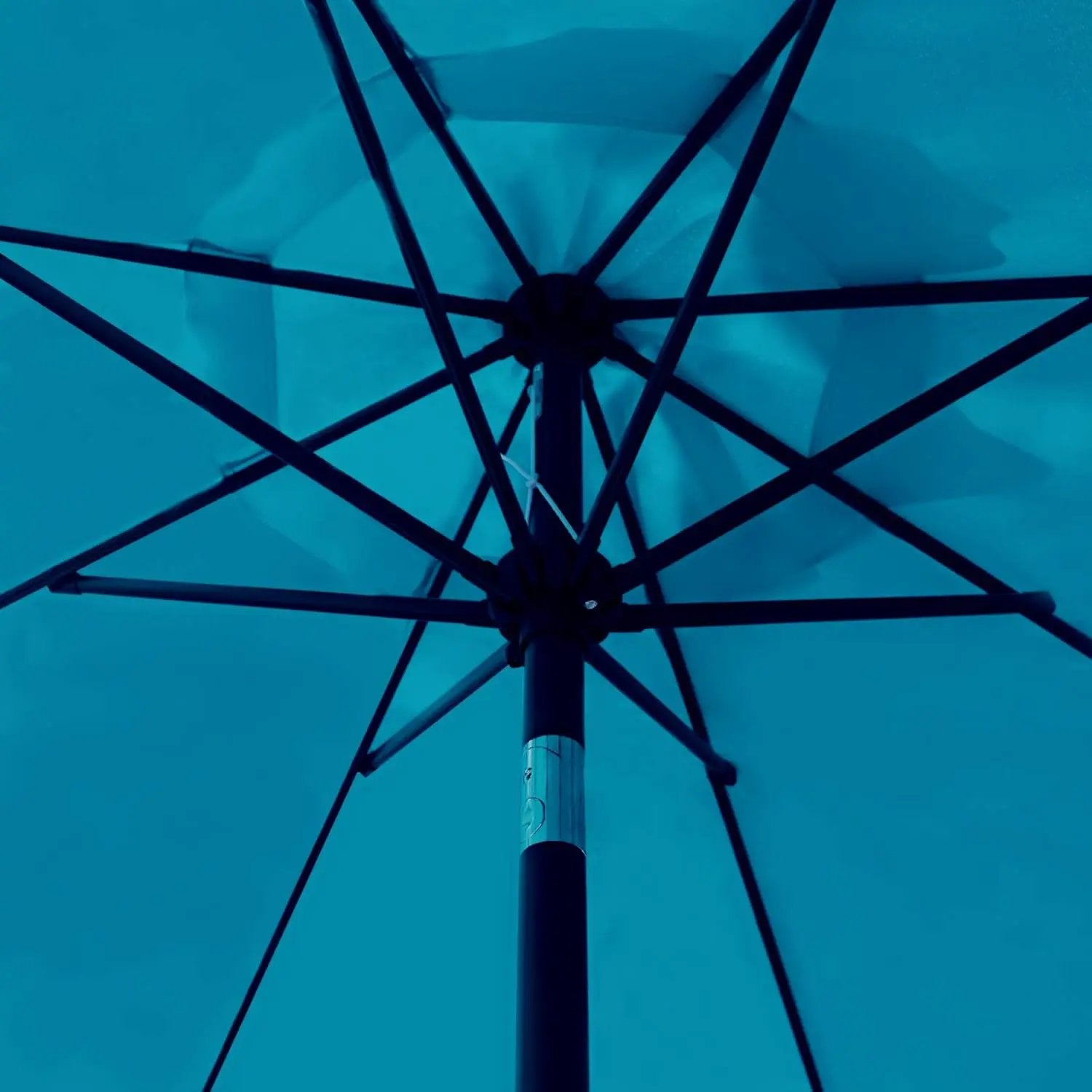 Sunnyglade 9' Solar LED Lighted Patio Umbrella with 8 Ribs/Tilt Adjustment and Crank Lift System (Teal Blue) by GreenHaven Gardens