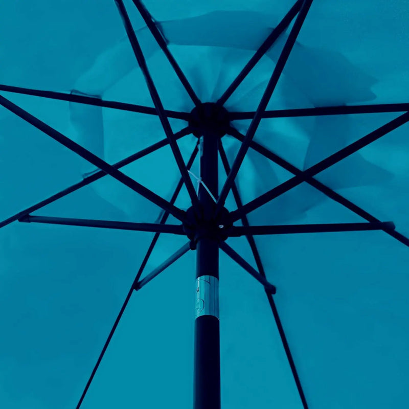 Sunnyglade 9' Solar LED Lighted Patio Umbrella with 8 Ribs/Tilt Adjustment and Crank Lift System (Teal Blue) by GreenHaven Gardens