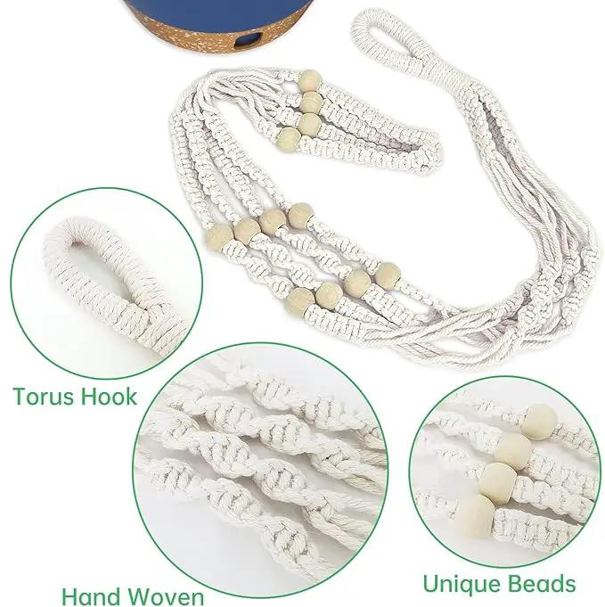 ZMTECH 2 Pack 10 Inch Blue Hanging Planters with Macrame Plant Hanger for Indoor and Outdoor Plants, Self Watering, Drainage Hole, Visible Level Tray by GreenHaven Gardens