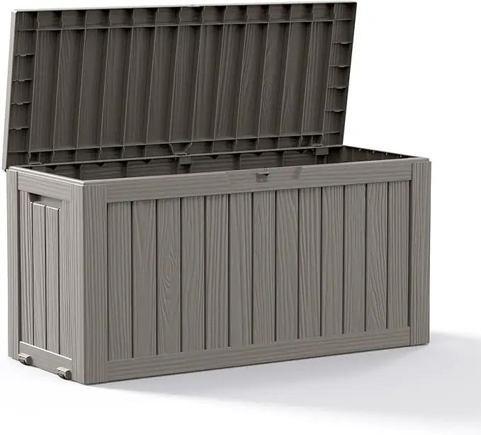 DRATO 75 Gallon Deck Box, Waterproof Resin Large Outdoor Storgae Box for Patio Furniture, Patio Cushions, Gardening Tools, Pool and Sports Supplies, Lockable by GreenHaven Gardens