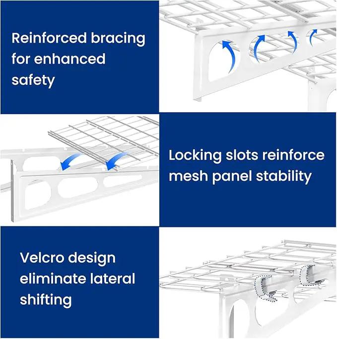 LEXIMOUNTS 2-Pack 2x4ft Garage Shelving with Hooks, 24-inch-by-48-inch Wall Shelf Garage Storage Racks Floating Shelves, White by GreenHaven Gardens