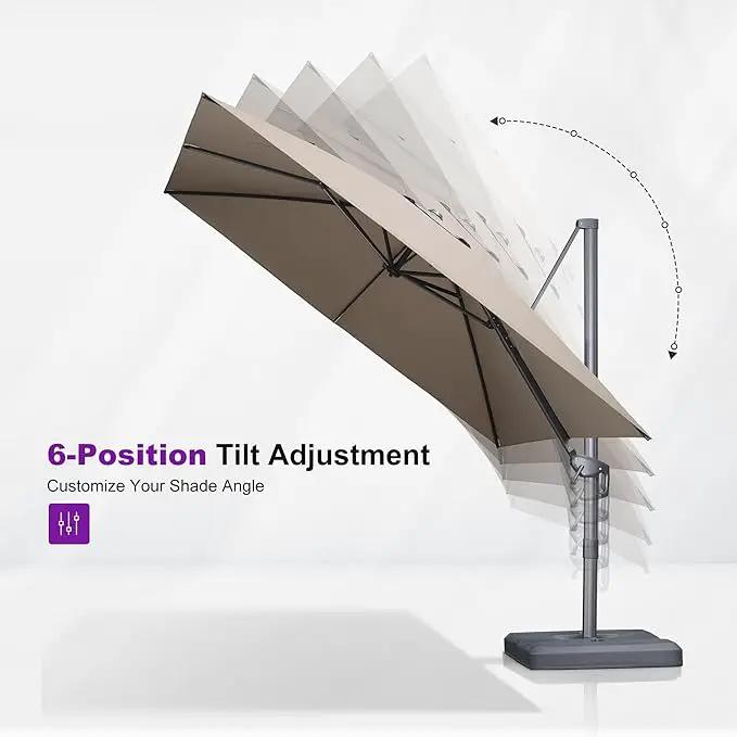 PURPLE LEAF 9 FT Cantilever Patio Umbrella Outdoor Aluminum Offset Square Umbrella with 3 Years Fade Resistance Recycled Fabric and 360-degree Rotation for Deck Pool Garden, Ash Mocha by GreenHaven Gardens