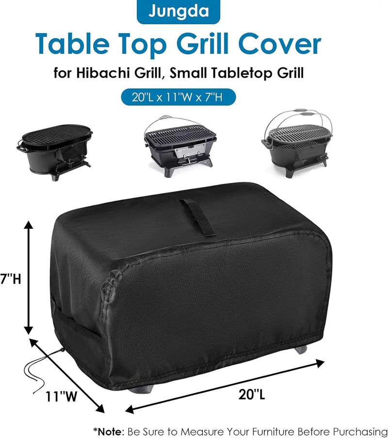 Grill Cover for Hibachi Grill,Outdoor Waterproof Small Tabletop Grill Cover Heavy Duty Camping BBQ Grill Cover - 20 x 11 x 7 Inch by GreenHaven Gardens