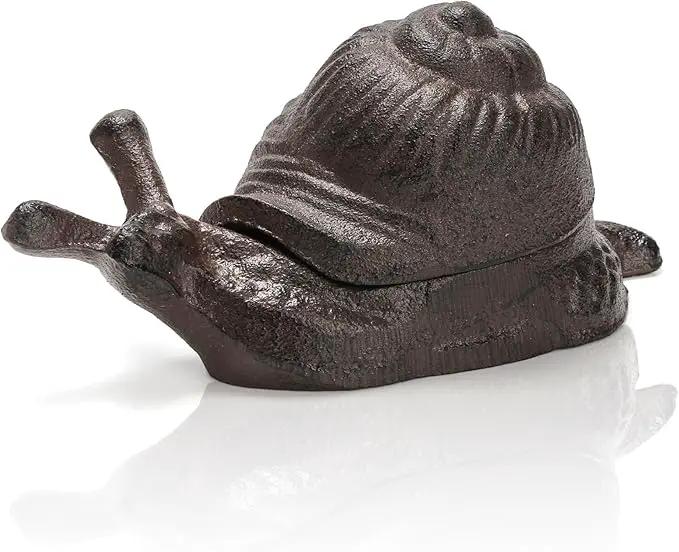 Cast Iron Key Hider, Snail Hide-a-Key Holder, Outside Spare Key Hider Figurine, Small Snail Garden Statues Ornament, Decorative Jewelry Trinkets Box for Ear Studs Rings Paper Clips by GreenHaven Gardens