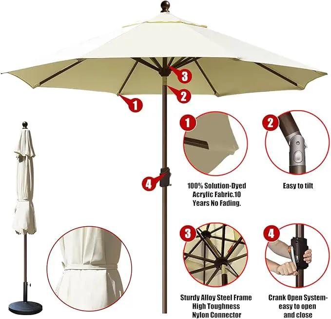EliteShade USA 10-Year-Non-Fading 10Ft Market Umbrella Patio Umbrella Outdoor Table Umbrella with Ventilation, Natural by GreenHaven Gardens
