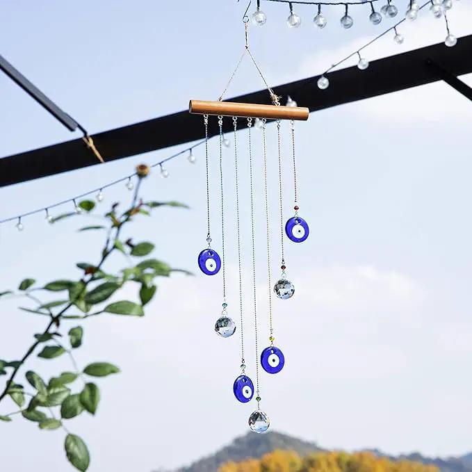 YU FENG Hanging Crystals Suncatcher Ornament Turkish Blue Evil Eye Decor Crystal Ball Prisms Rainbow Maker Pendant for Window Garden by GreenHaven Gardens