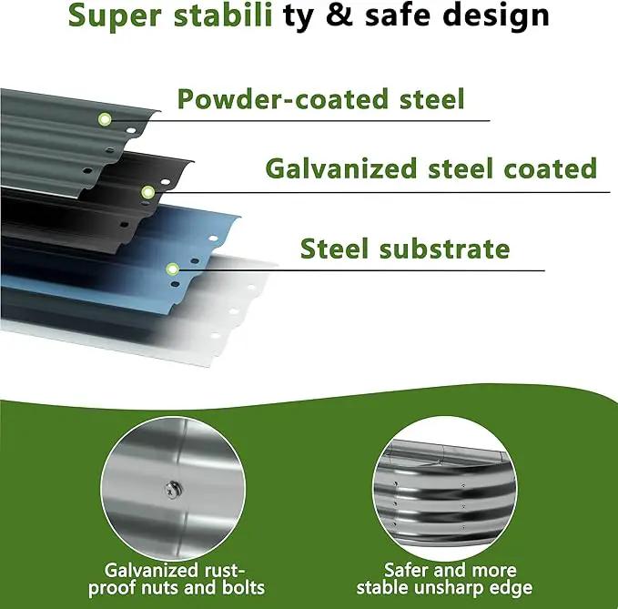 6x3x1ft(2 Pack) Oval Galvanized Raised Garden Bed,Outdoor Planter Box Metal Patio Kit Planting Bed for Vegetables Flowers and Succulents by GreenHaven Gardens