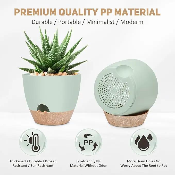 12 inch Large Self Watering Plant Pots, Flower Pots Planters with Multi Mesh Drainage Holes for Indoor Outdoor Garden Plants and Flowers by GreenHaven Gardens
