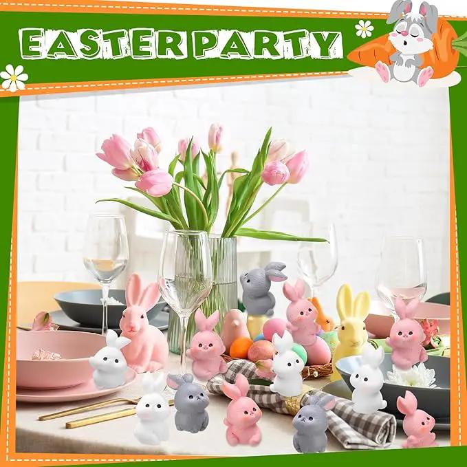 Marsui 100 Pcs Bunny Miniatures Figurines Rabbit Miniature Accessories Easter Garden Landscape Garden Rabbit for Easter Garden Accessories Dollhouses Decoration(Funny Rabbit) by GreenHaven Gardens