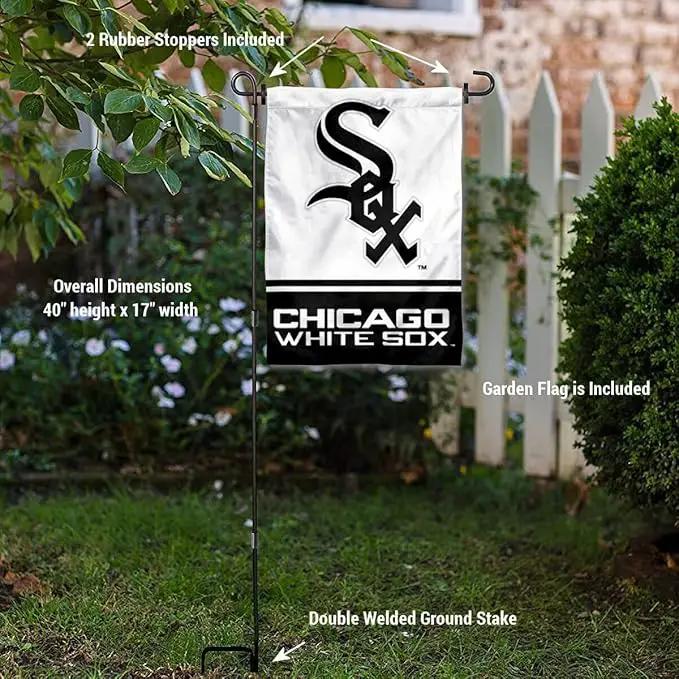 WinCraft Chicago White Sox Garden Flag with Stand Holder by GreenHaven Gardens