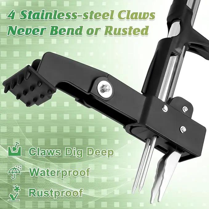 4-Claw Weed Puller Tool Stand Up Heavy Duty, 40'' Long Weeding Tool with Long Handle Stainless Steel Claws Gardening Weed Pulling Tool for Lawn and Garden by GreenHaven Gardens