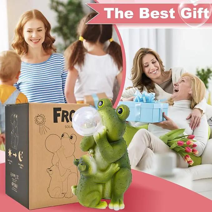 Solar Frog Outdoor Garden Statues: Outside Decor with Lights Clearance for Yard Art Lawn Ornaments Porch Patio Balcony Home House - Birthday Gifts for Grandma Mom Women by GreenHaven Gardens